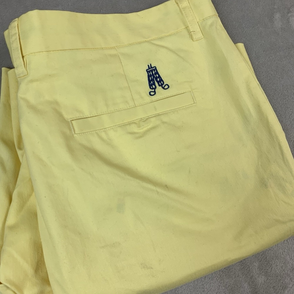 New Royal & Awesome Golf Shorts Mens 42 Yellow Stretch Flat Front Performance